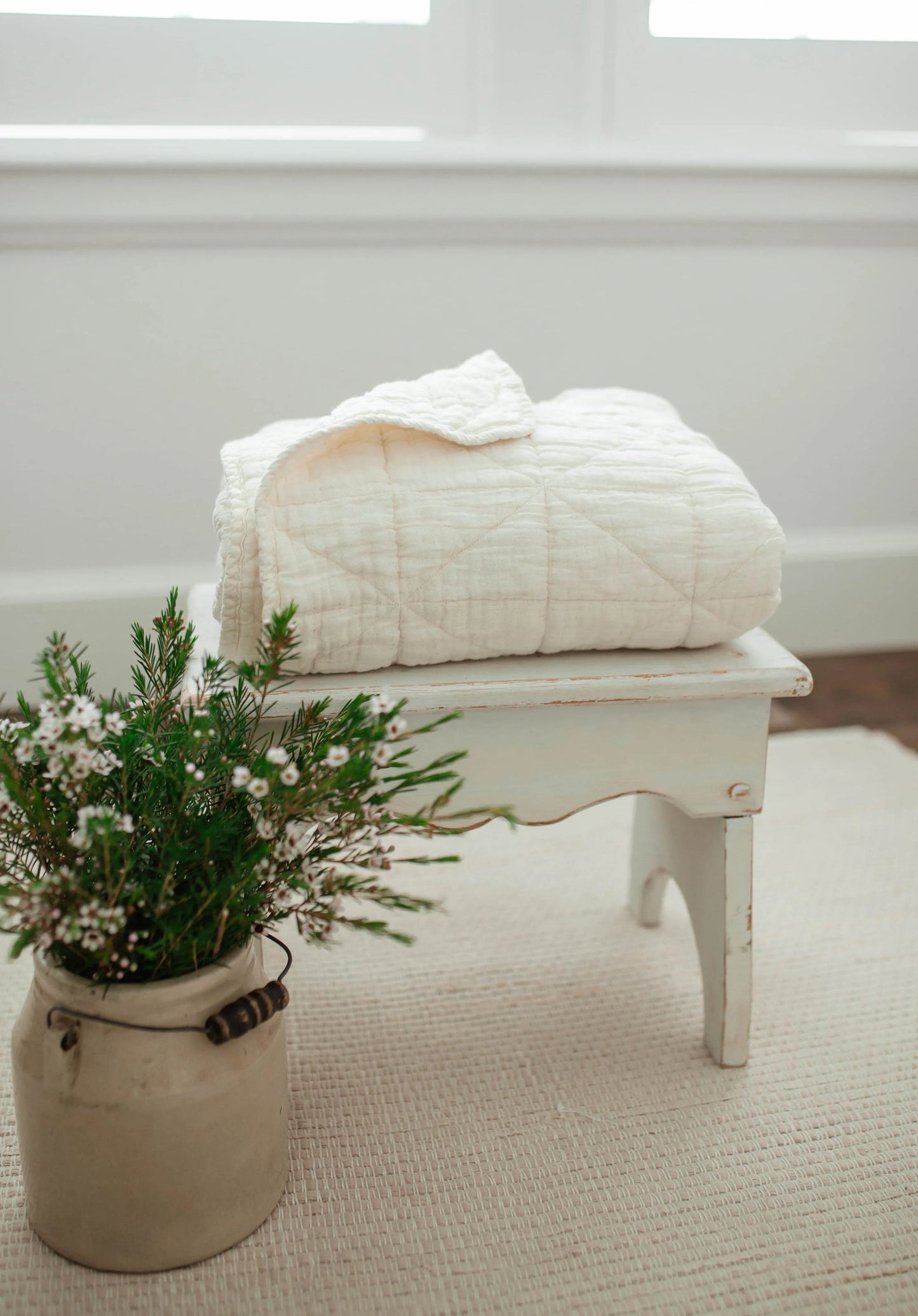 New Grain Quilted Crib Blanket - Natural
